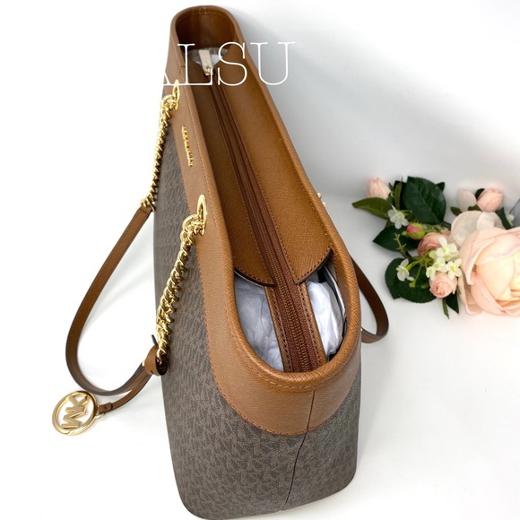 Michael Kors Shania Chain Tote Brown Leather Large - Picture 4 of 7